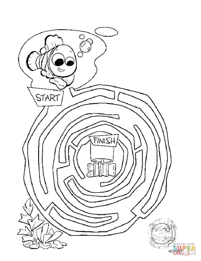 Nemos maze coloring page free printable coloring pages