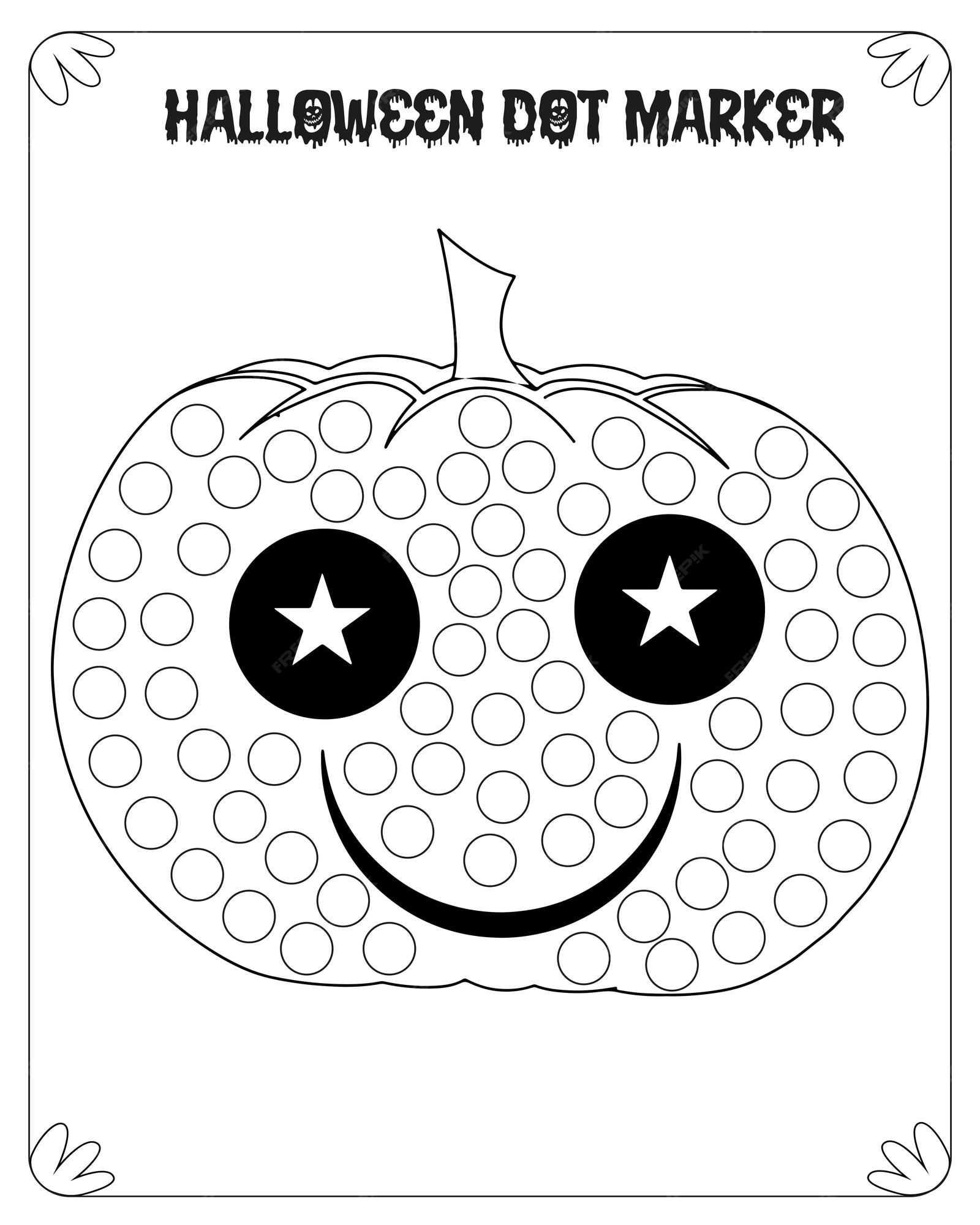 Premium vector halloween dot marker coloring pages for kids premium vector