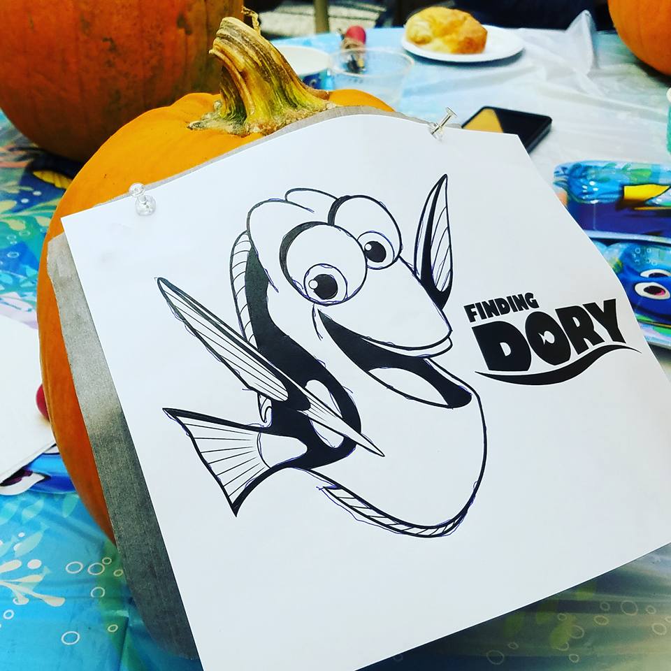 Finding dory pumpkin carving stencil and halloween party ideas