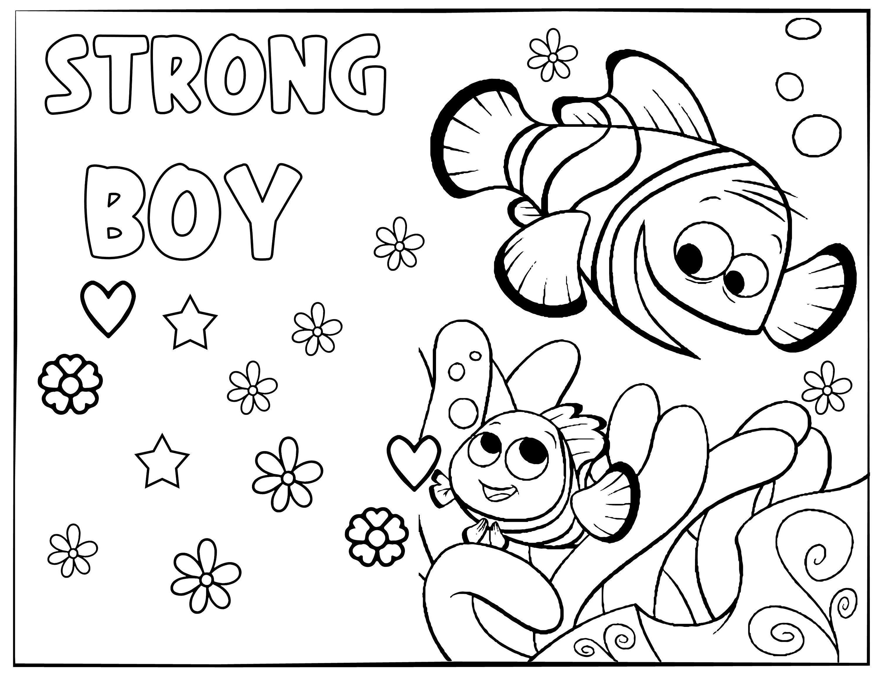 Printable nemo coloring page for birthday personalized with name pdf format