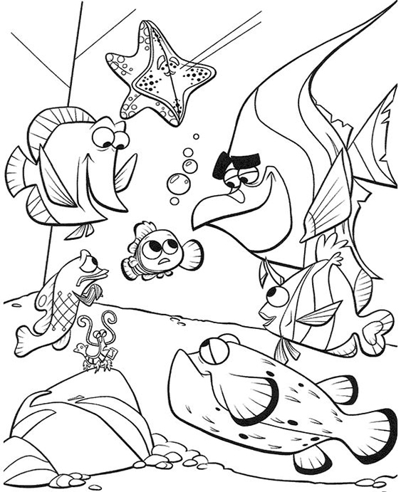 Free easy to print finding nemo coloring pages