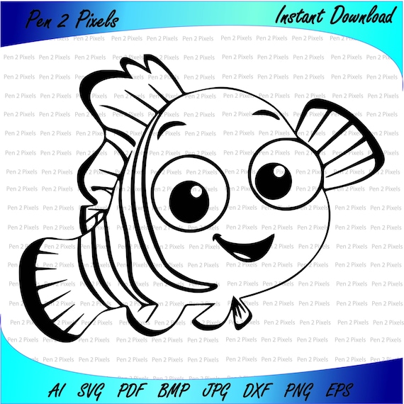 Nemo silhouette digital download cut engraving bmp dxf eps jpg pdf png svg ai cricut glowforge fish ocean finding nemo download now