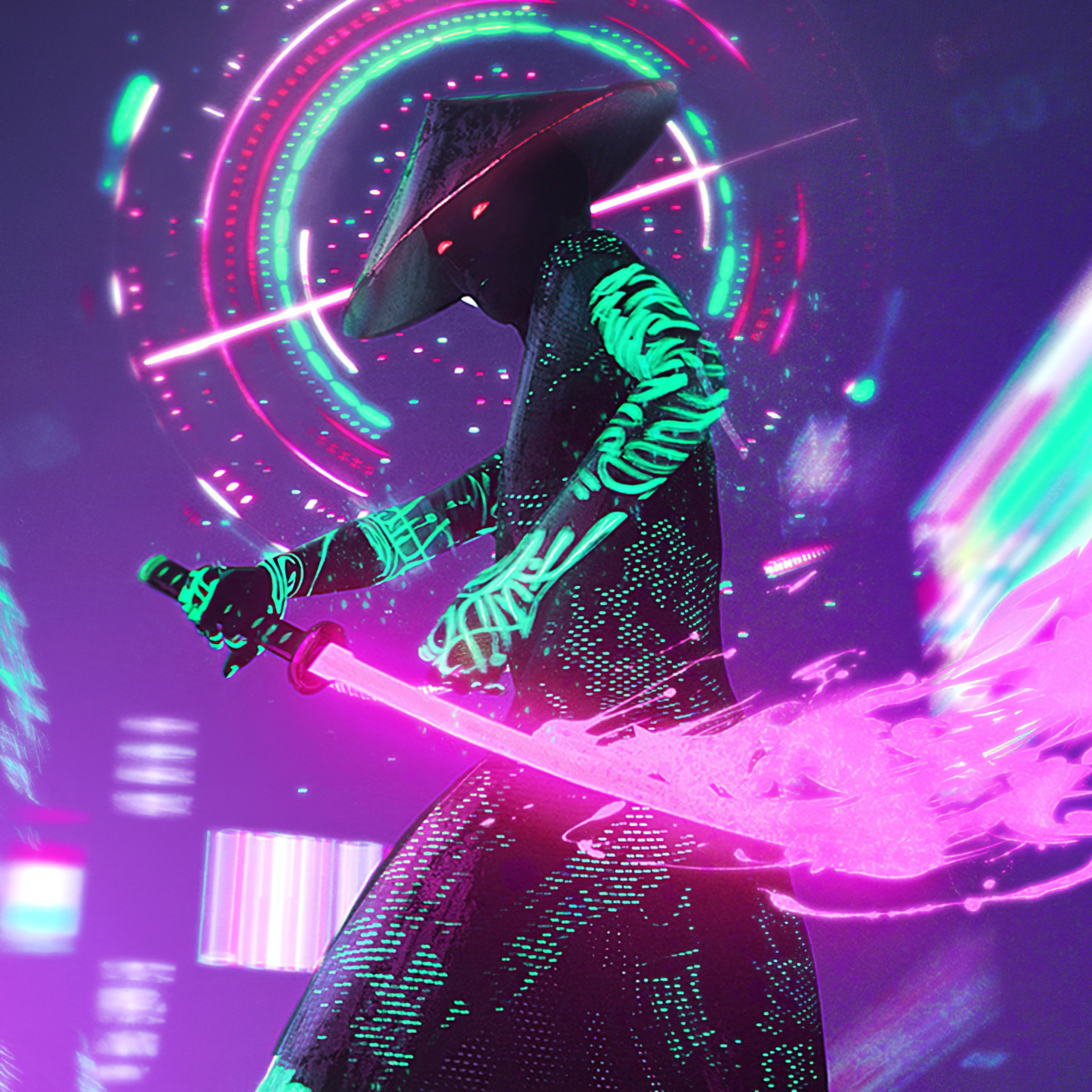 X cyberpunk neon with sword k ipad pro retina display hd k wallpapers images backgrounds photos and pictures