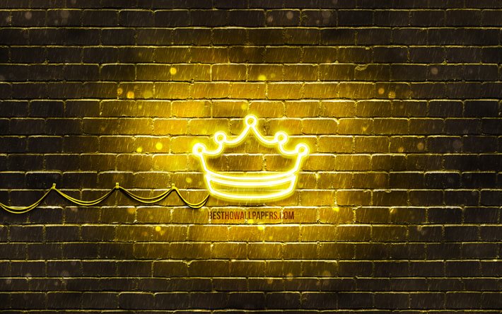 Download wallpapers crown neon icon k yellow background neon symbols crown neon icons crown sign puter signs crown icon puter icons for desktop free pictures for desktop free