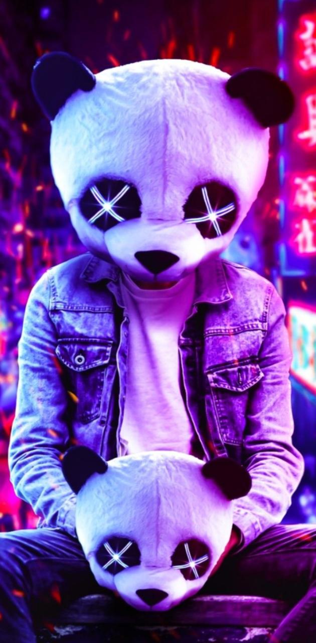 Neon blue panda wallpaper by fahadsmith