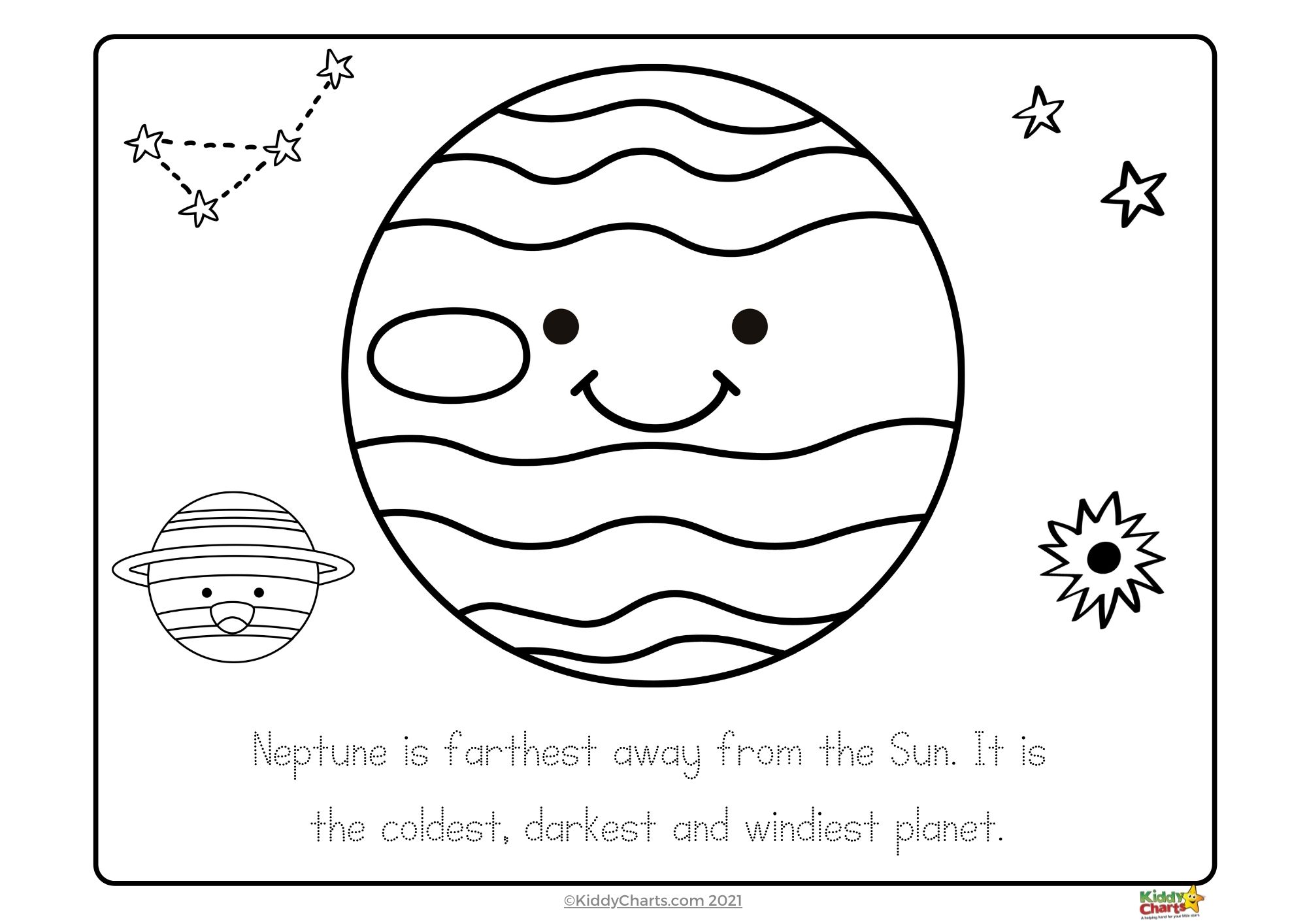 Kawaii coloring pages the solar system