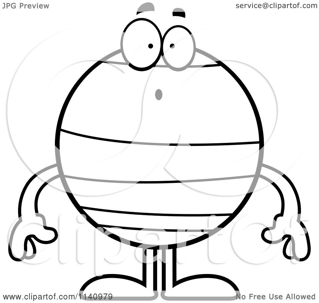 Cartoon clipart of a black and white surprised neptune