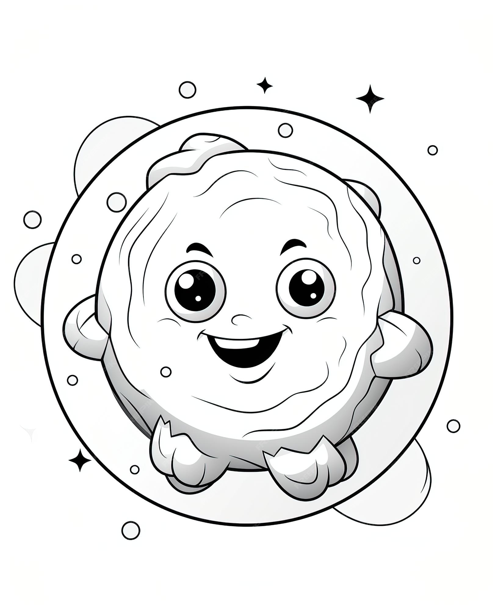 Premium vector the planet neptune with stars in the background coloring book page for kids