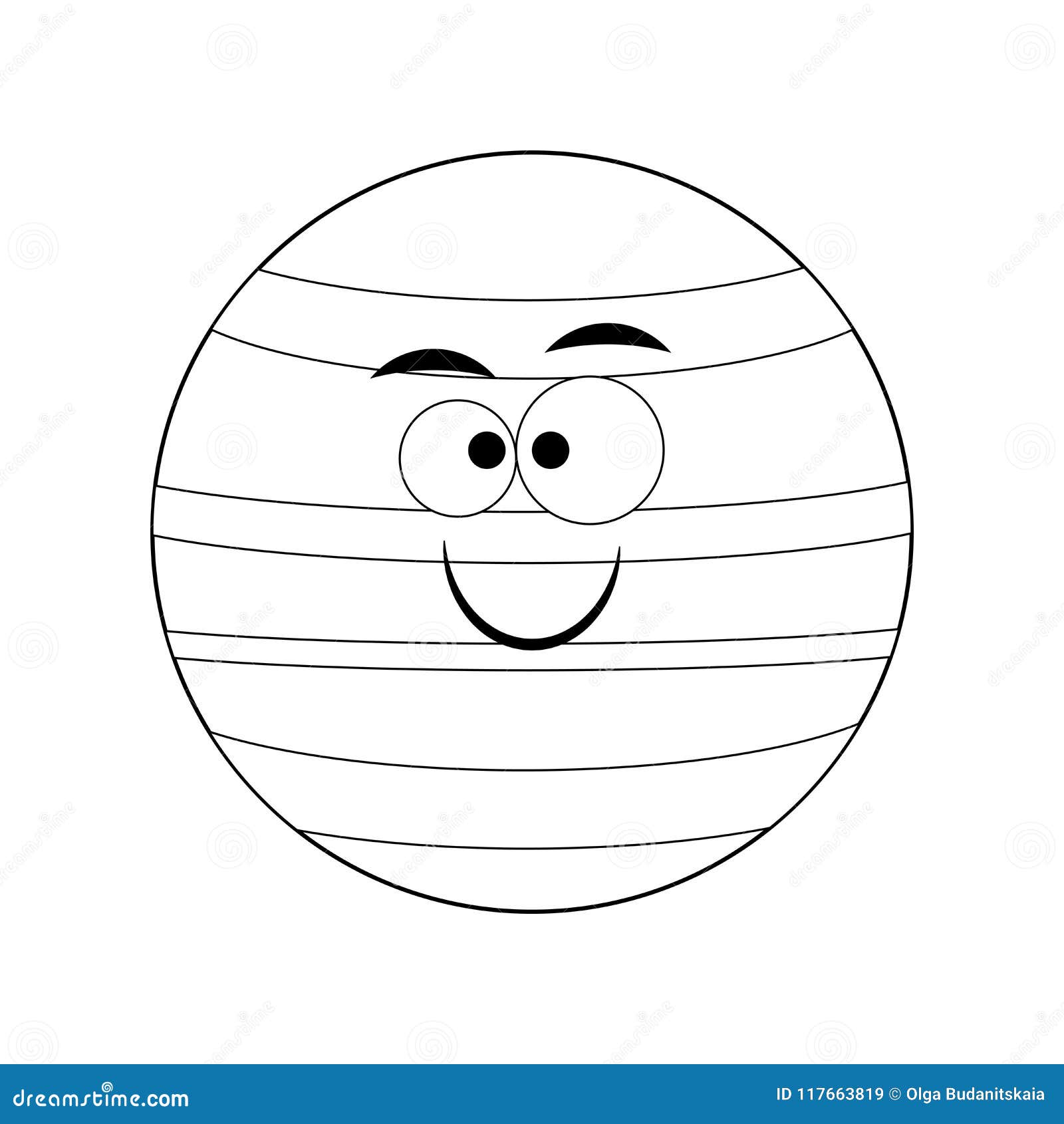 Colorless funny cartoon neptune planet vector illustration stock vector