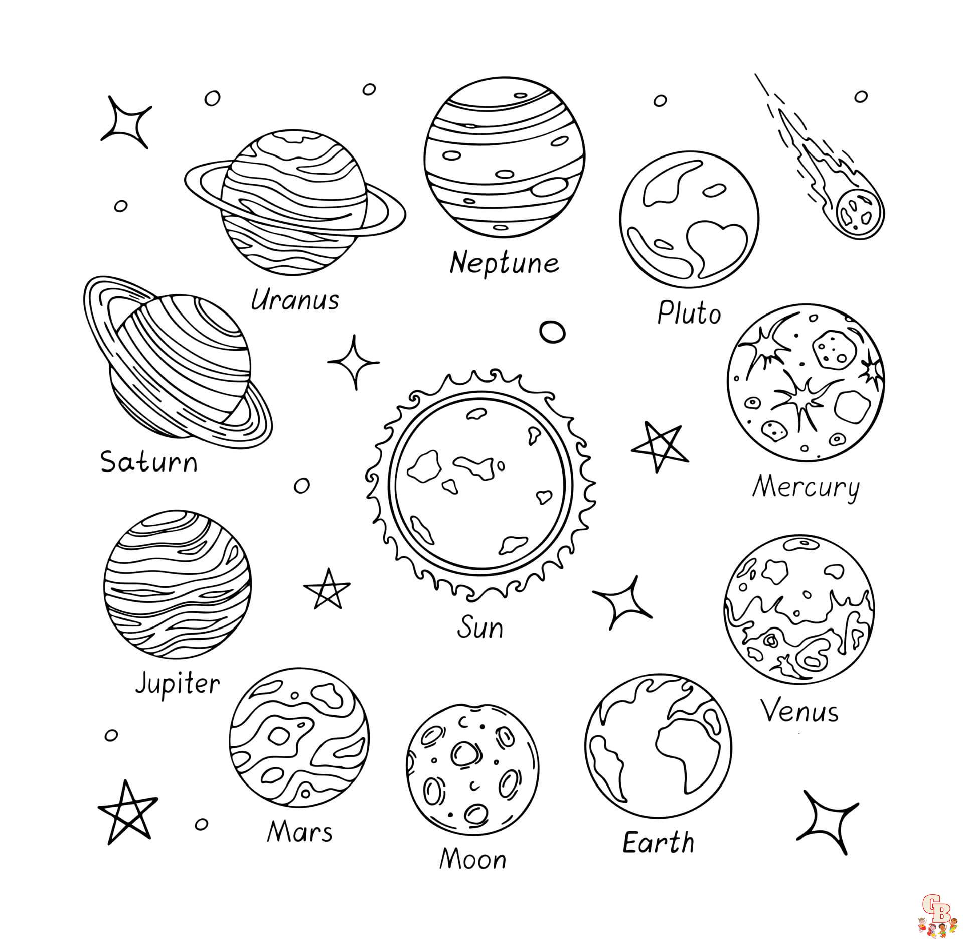 Discover the universe with planet coloring pages