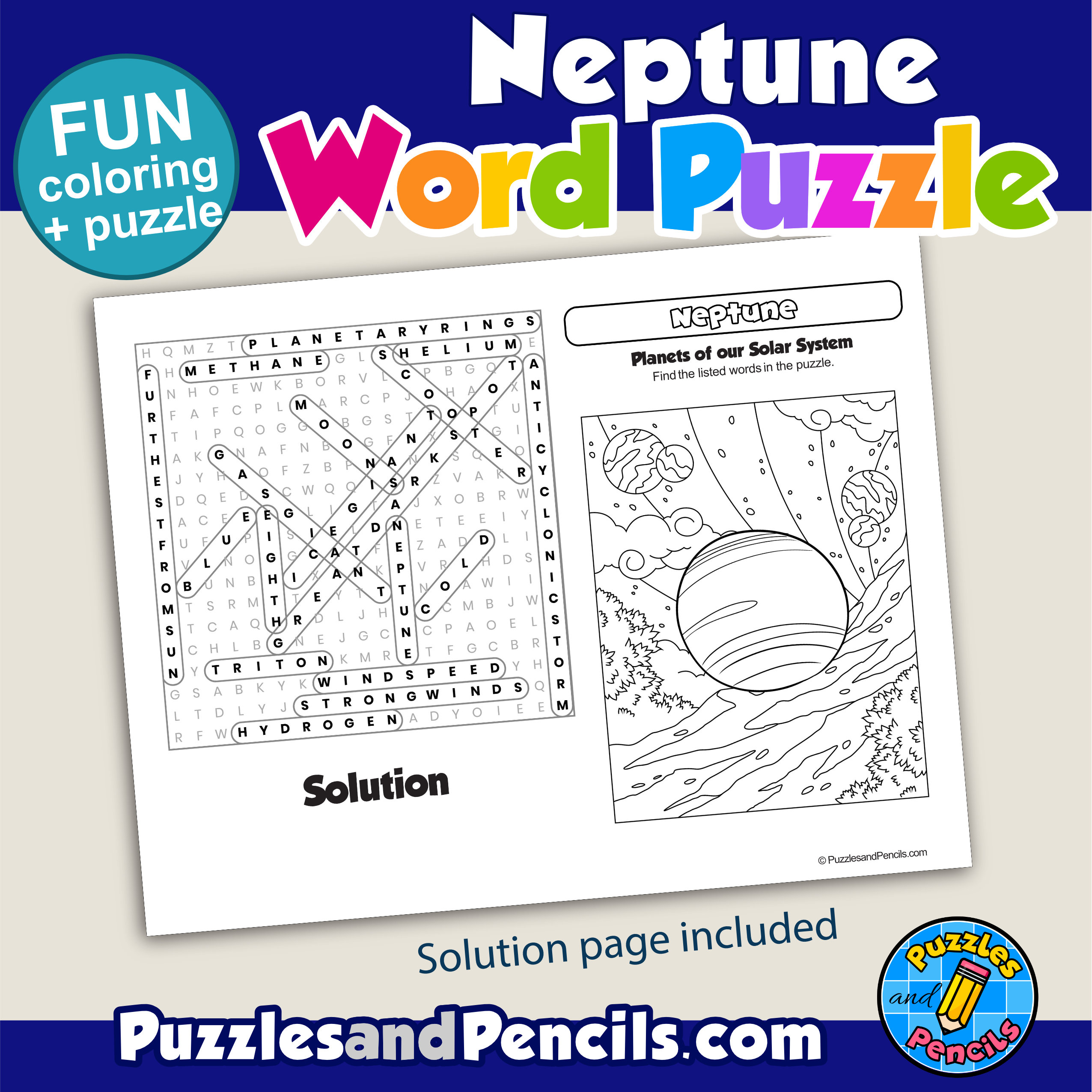 Neptune word search puzzle activity page planets solar system wordsearch made by teachers