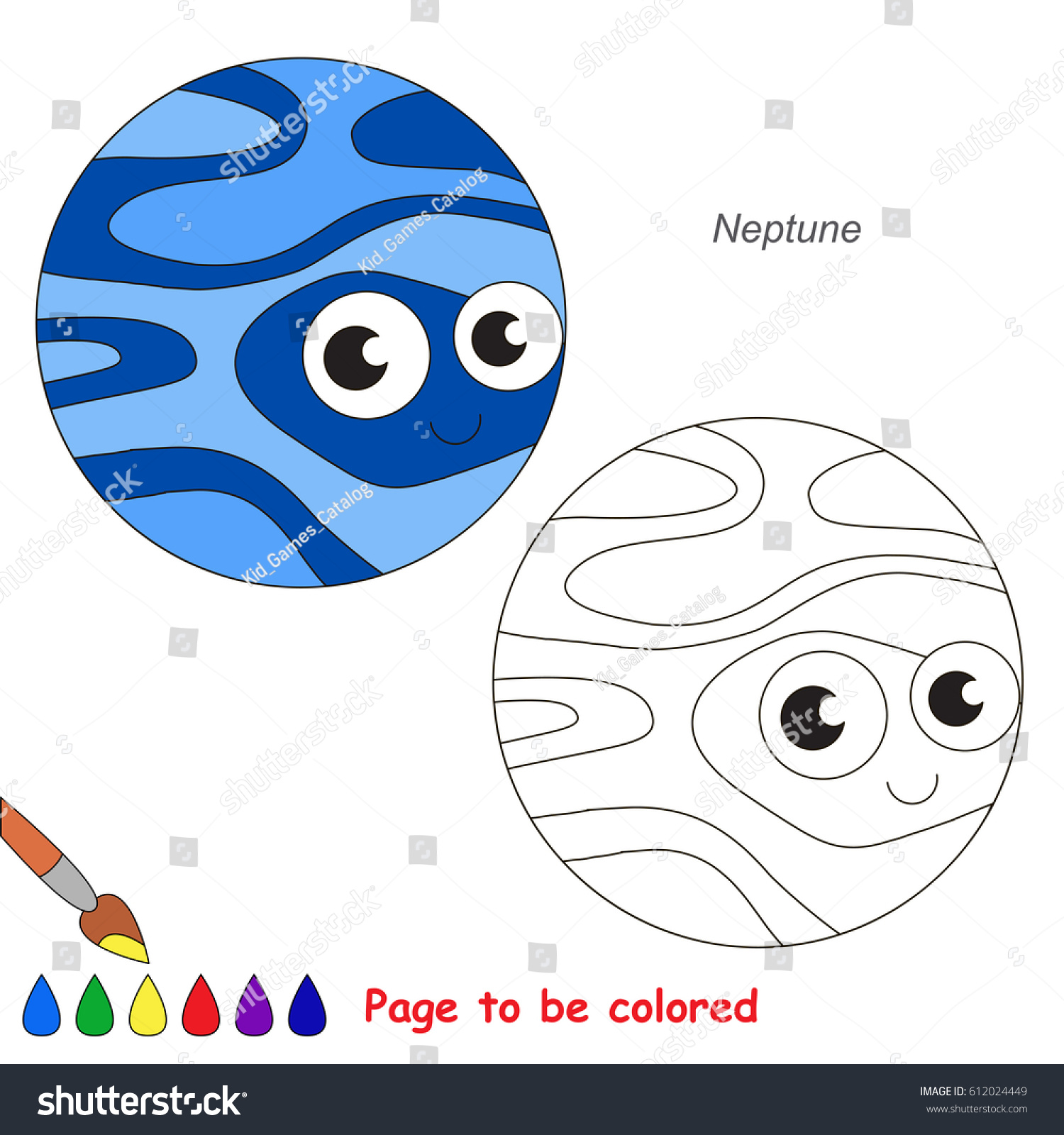 Funny neptune planet be colored coloring stock vector royalty free