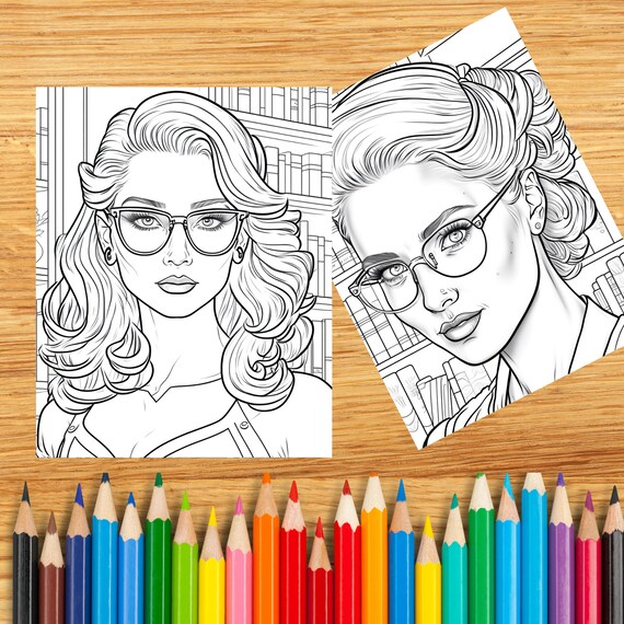 Nerdy girls vol high resolution printable coloring pages ai generated illustrations