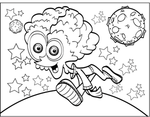 Nerdy alien coloring page