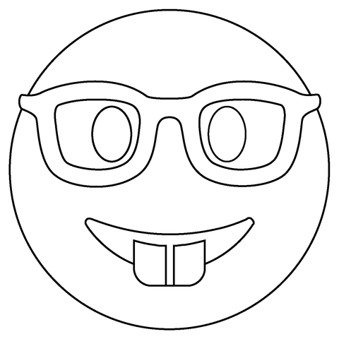 Nerd face emoji coloring page free printable coloring pages