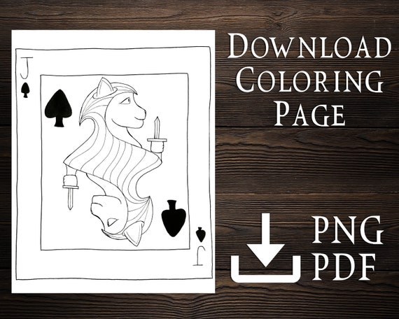 Jack of spades adult coloring page download tabaxi coloring page dnd player gift nerdy coloring page