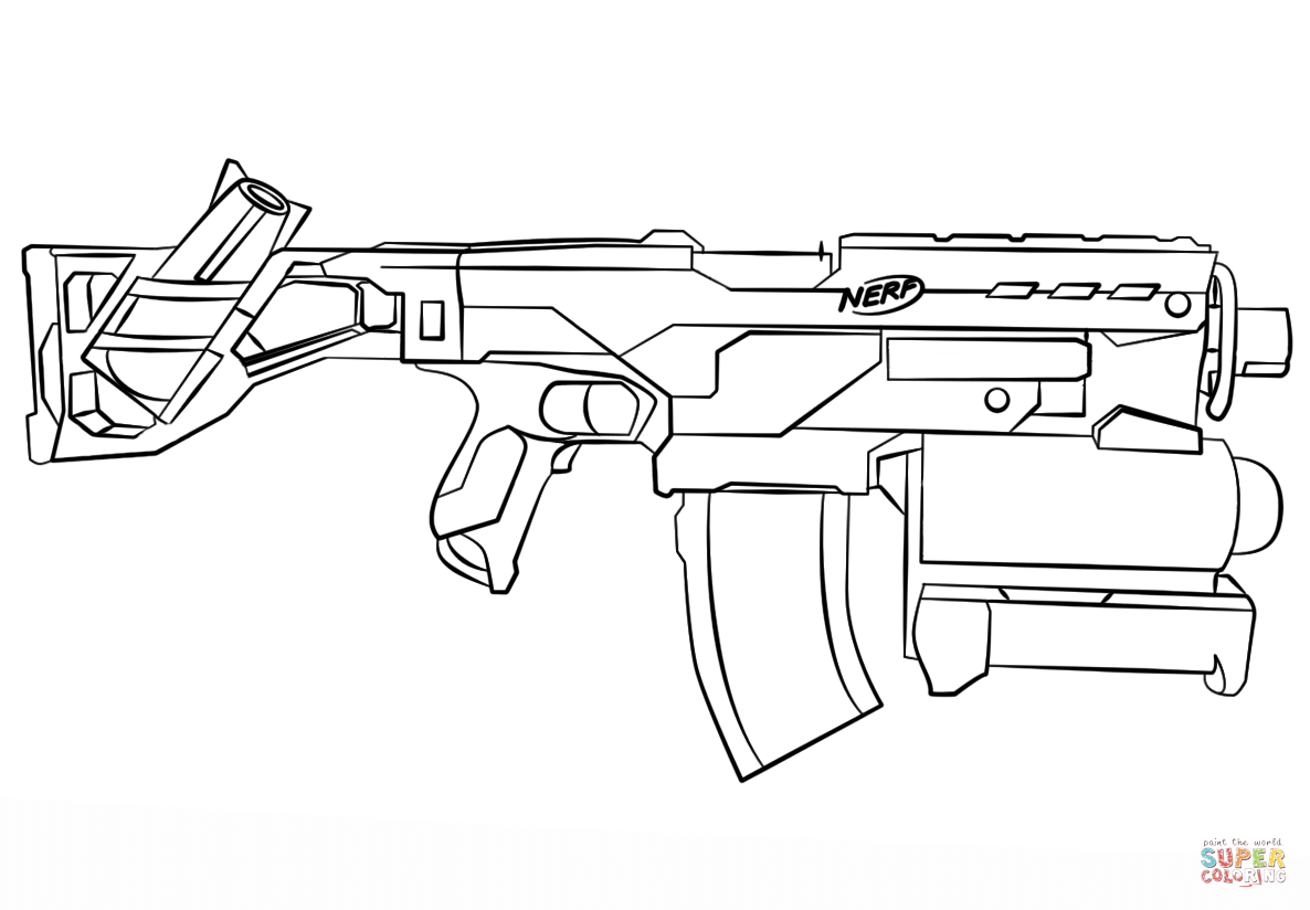 Nerf gun coloring page free printable coloring pages