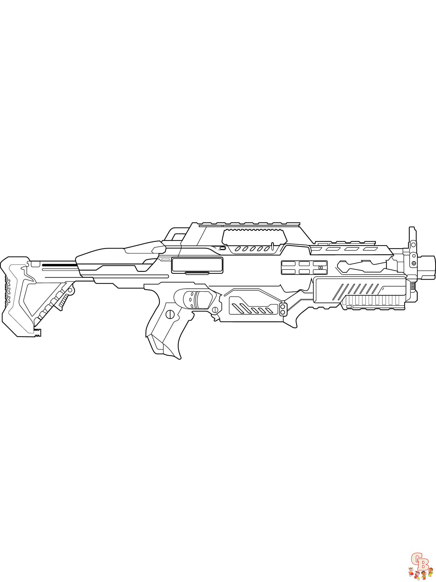 Nerf gun coloring pages free printable and easy to color