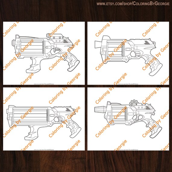 Nerf gun inspired guns pages high resolution printing vector instant download