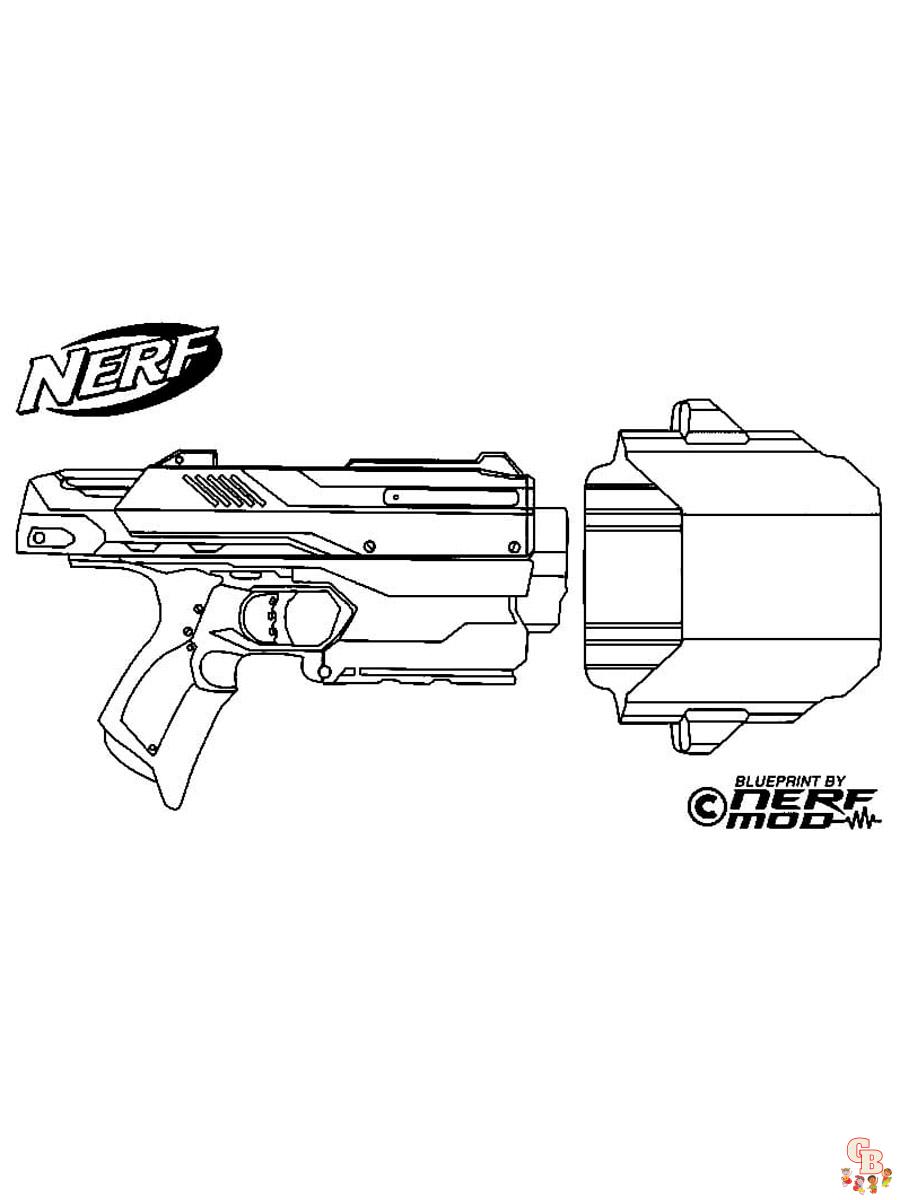 Nerf gun coloring pages free printable and easy to color