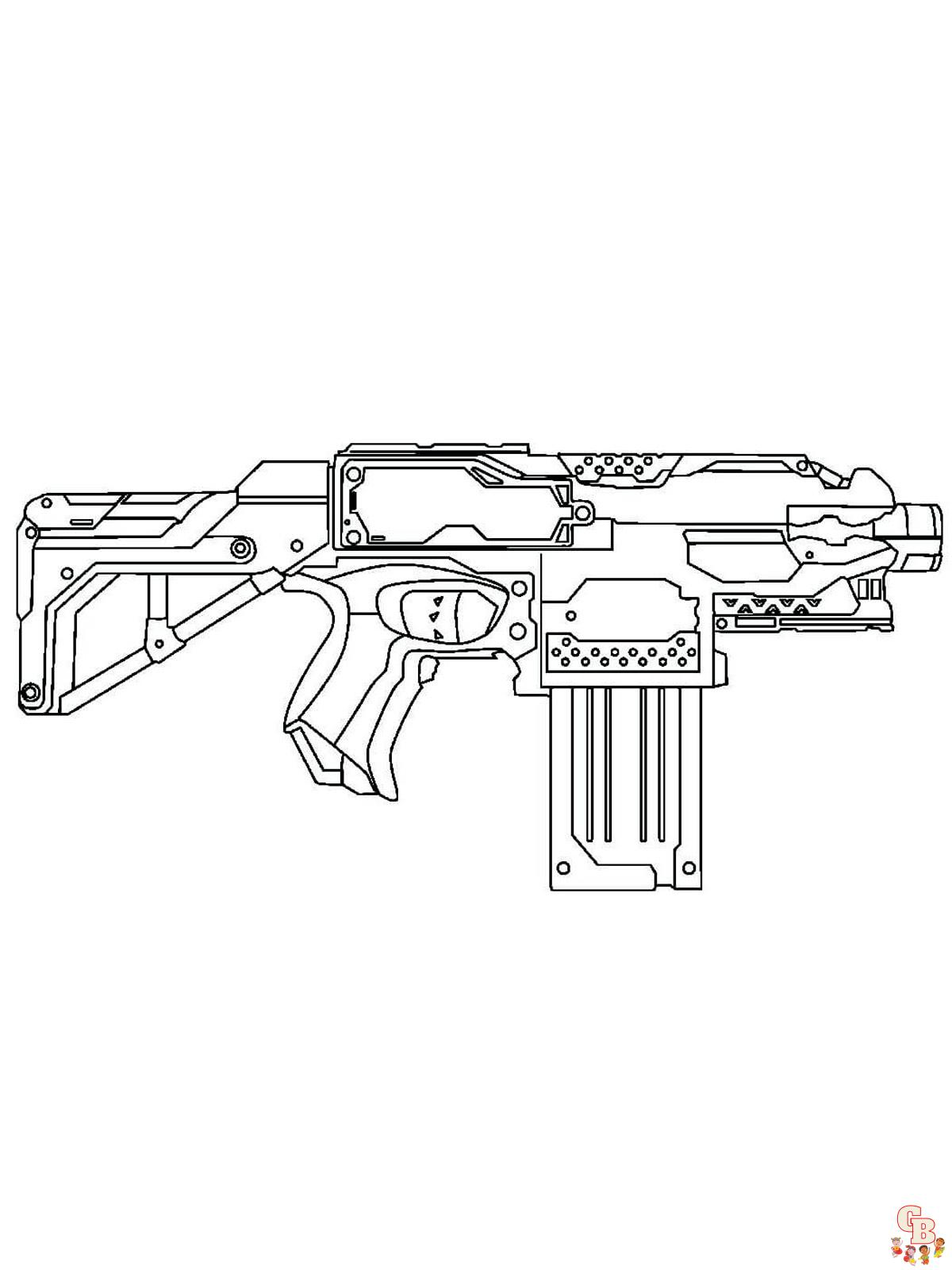 Nerf gun coloring pages free printable and easy to color