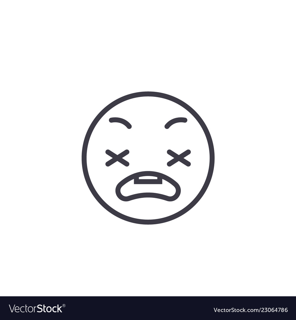 Anxious emoji concept line editable royalty free vector