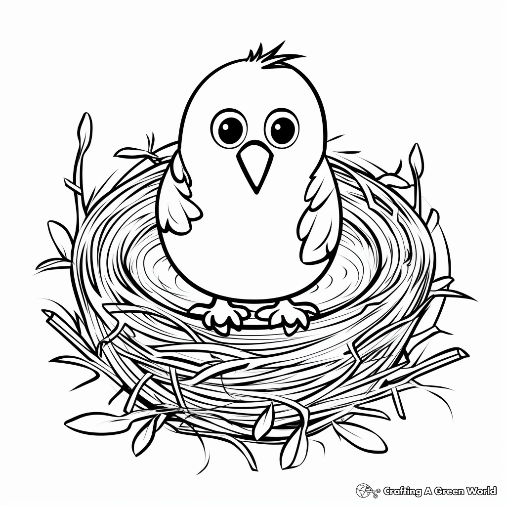 N is for nest coloring pages