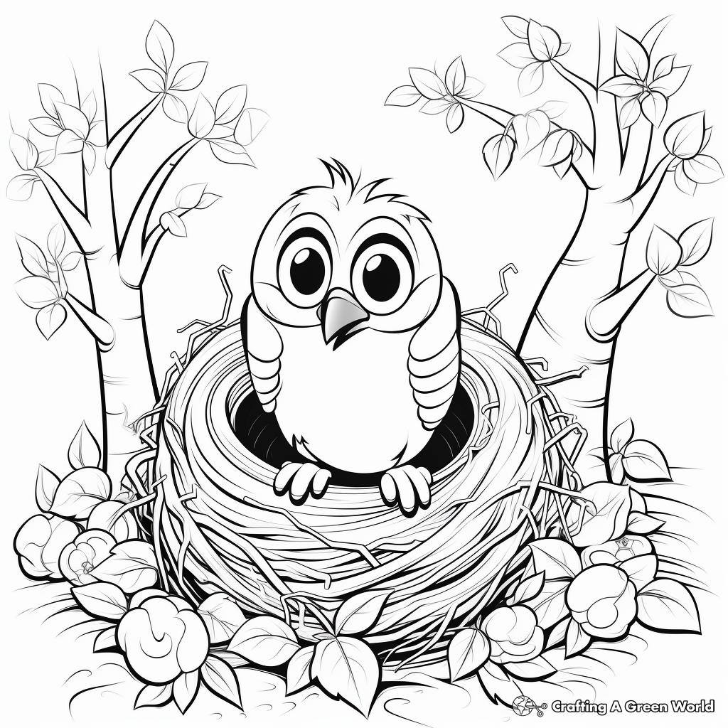 N is for nest coloring pages