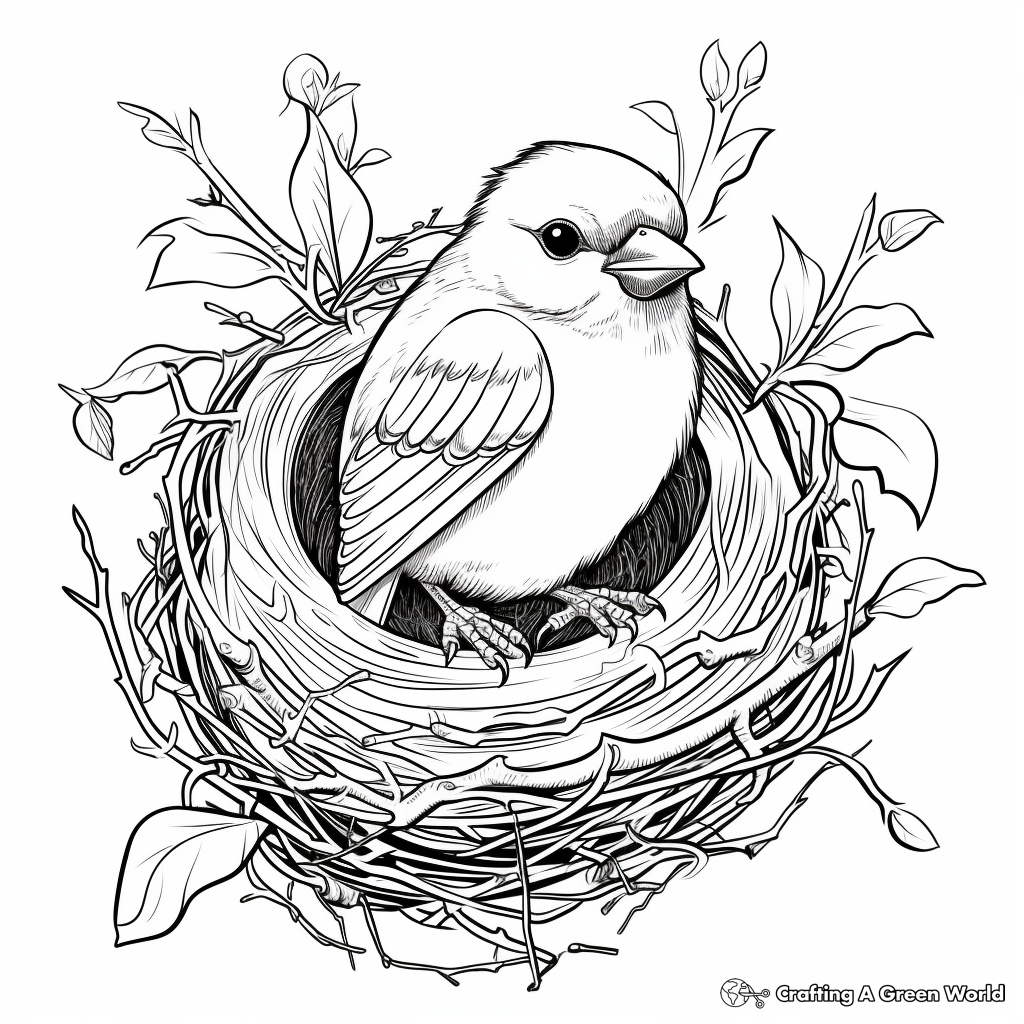 Bird nest coloring pages