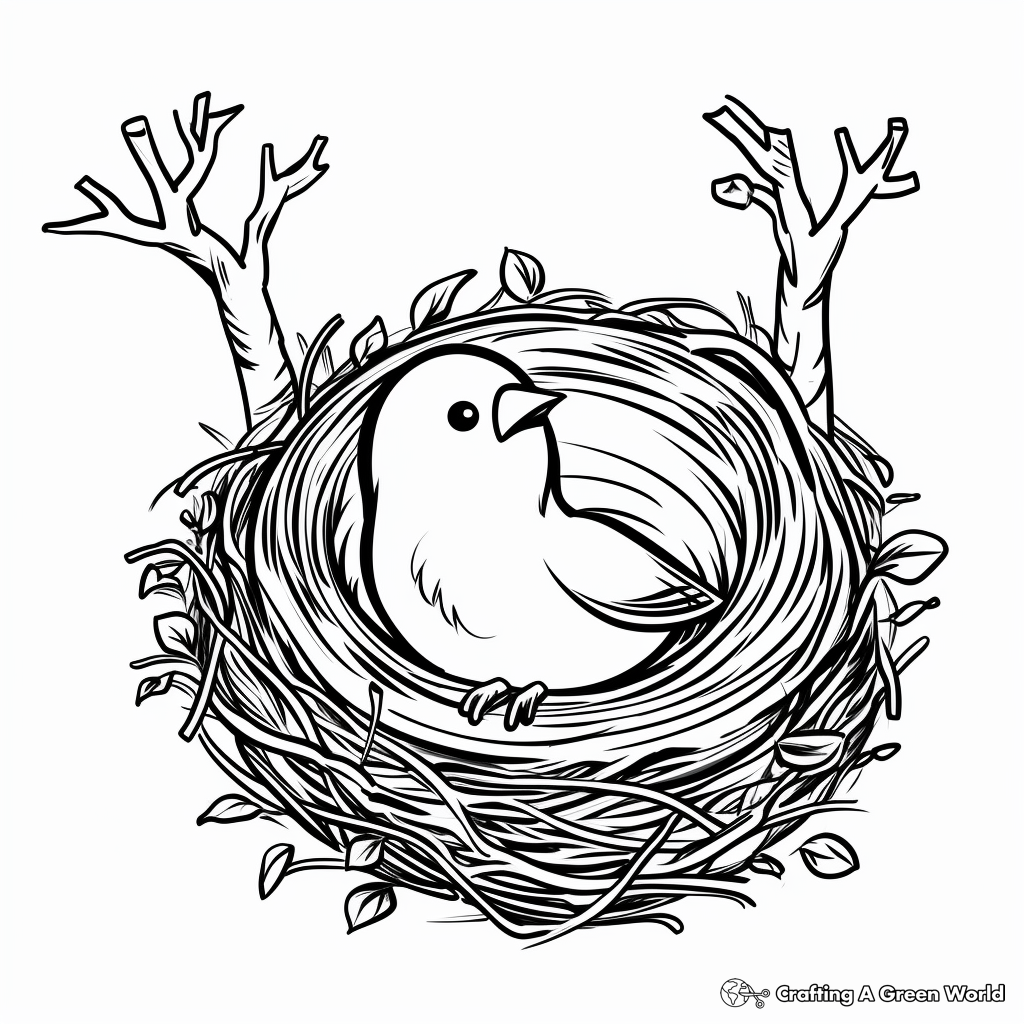 N is for nest coloring pages