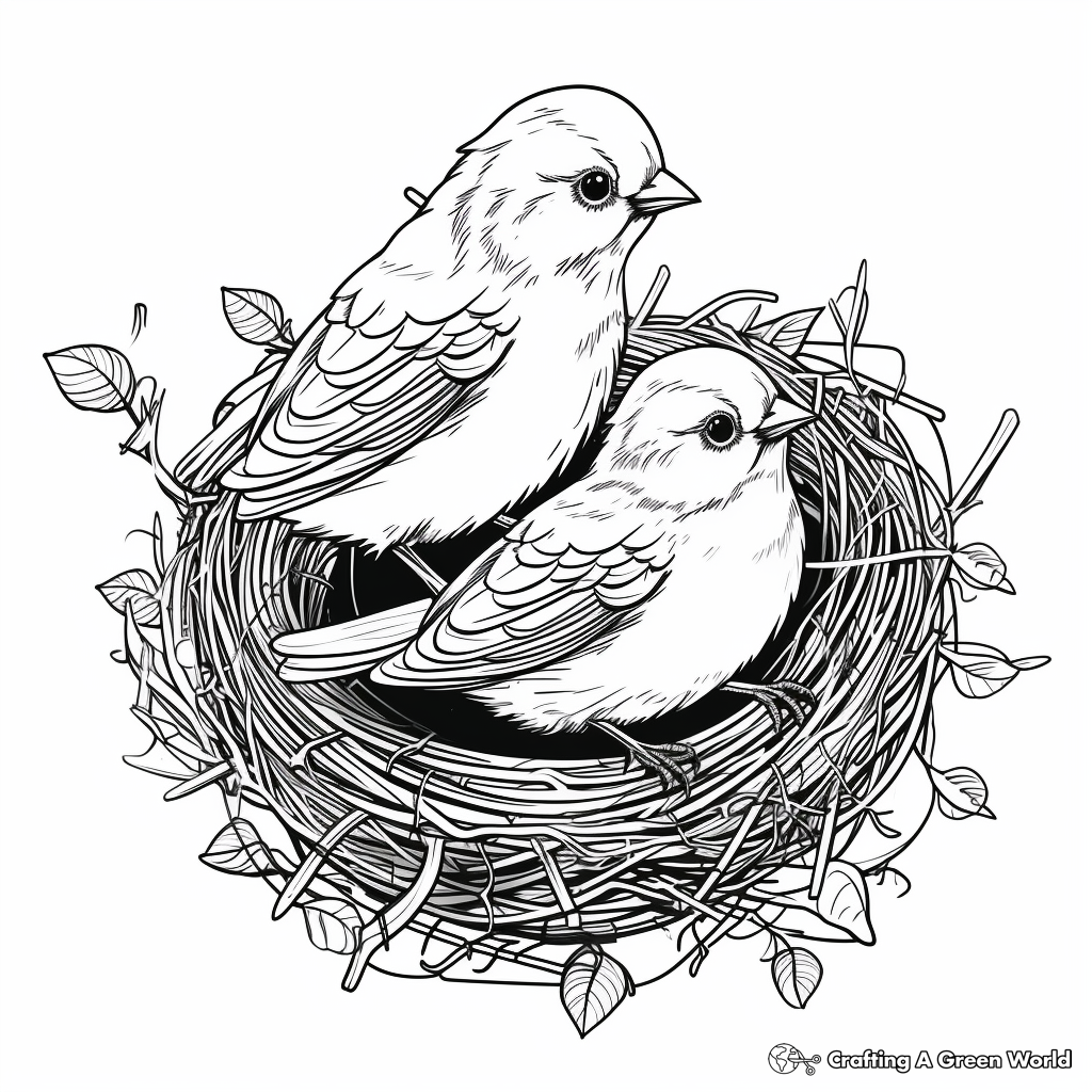 Bird nest coloring pages