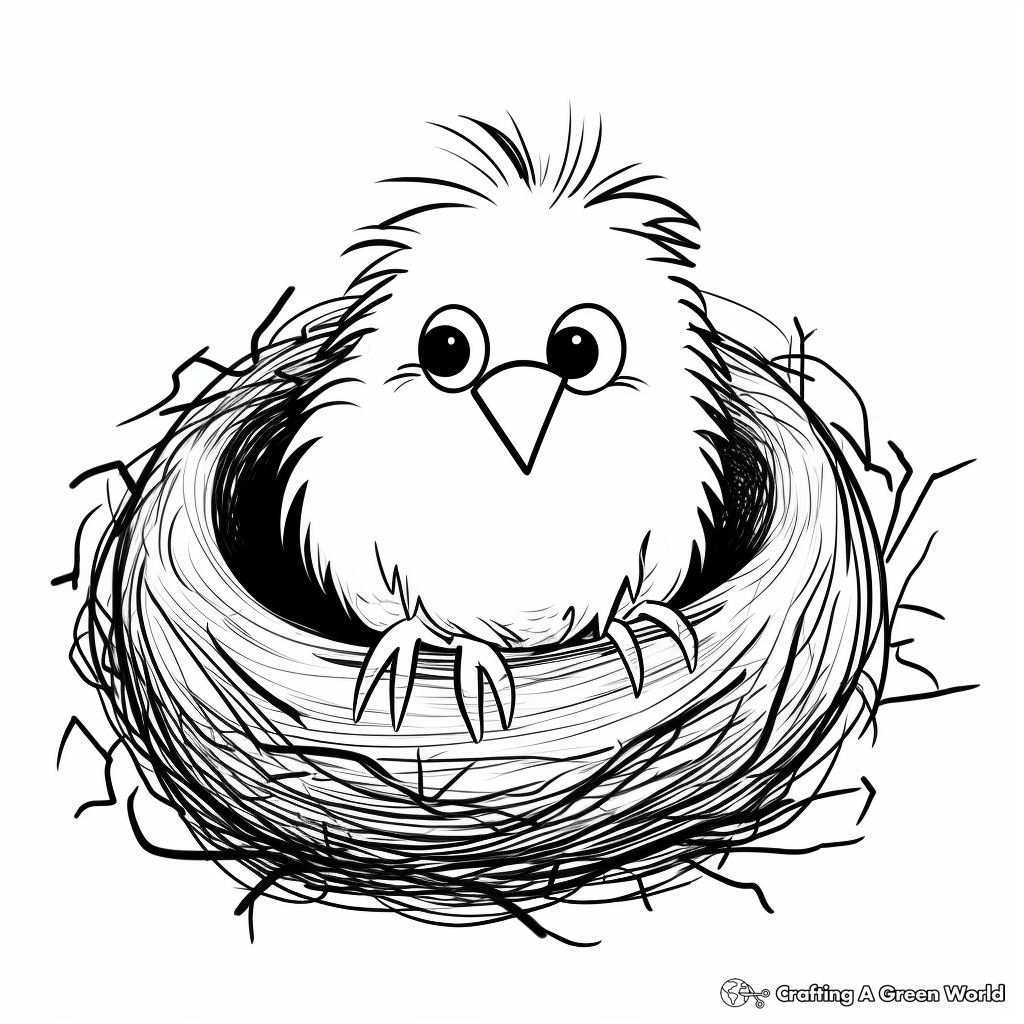 N is for nest coloring pages