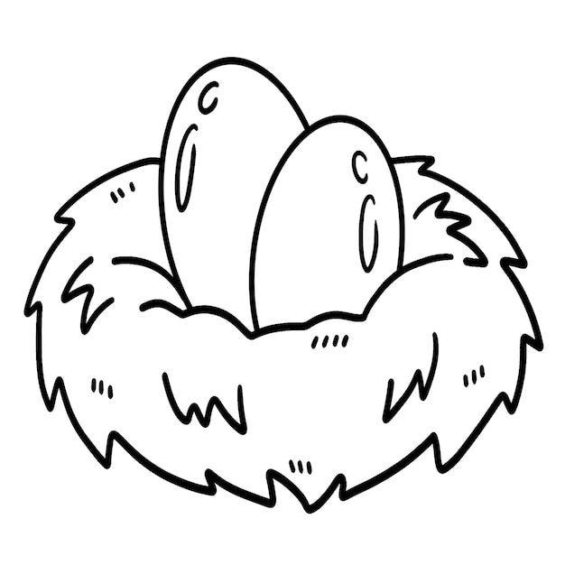 Premium vector egg in a nest isolated coloring page for kids