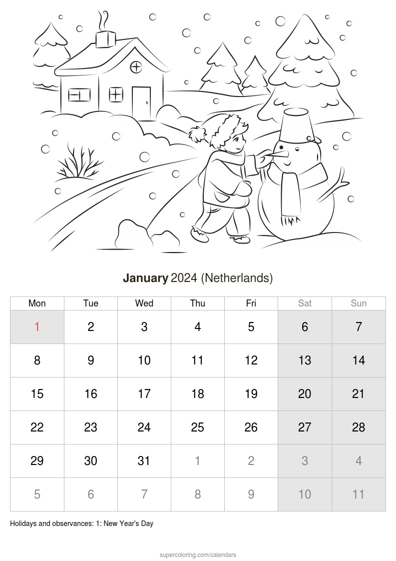 January calendar