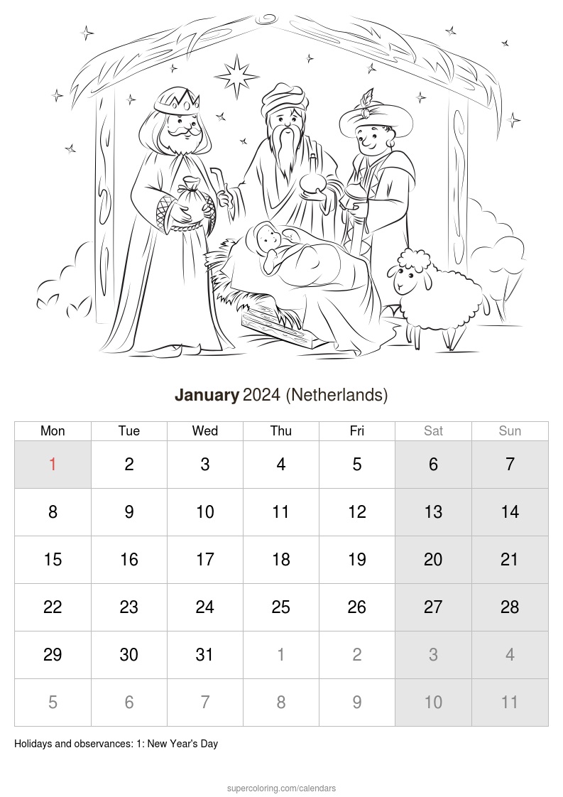 January calendar