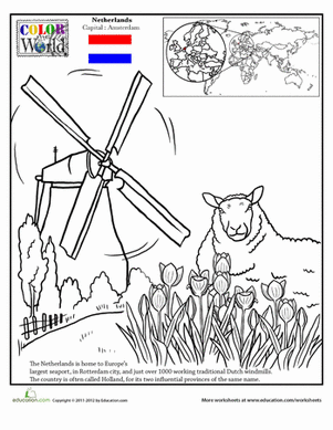 The netherlands worksheet education coloring pages world thinking day netherlands