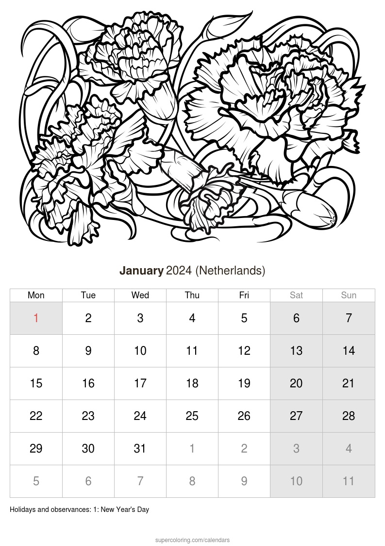 January calendar