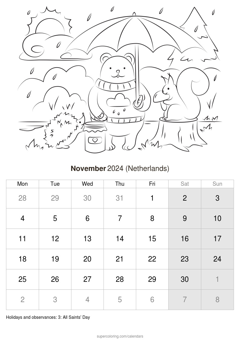 November calendar