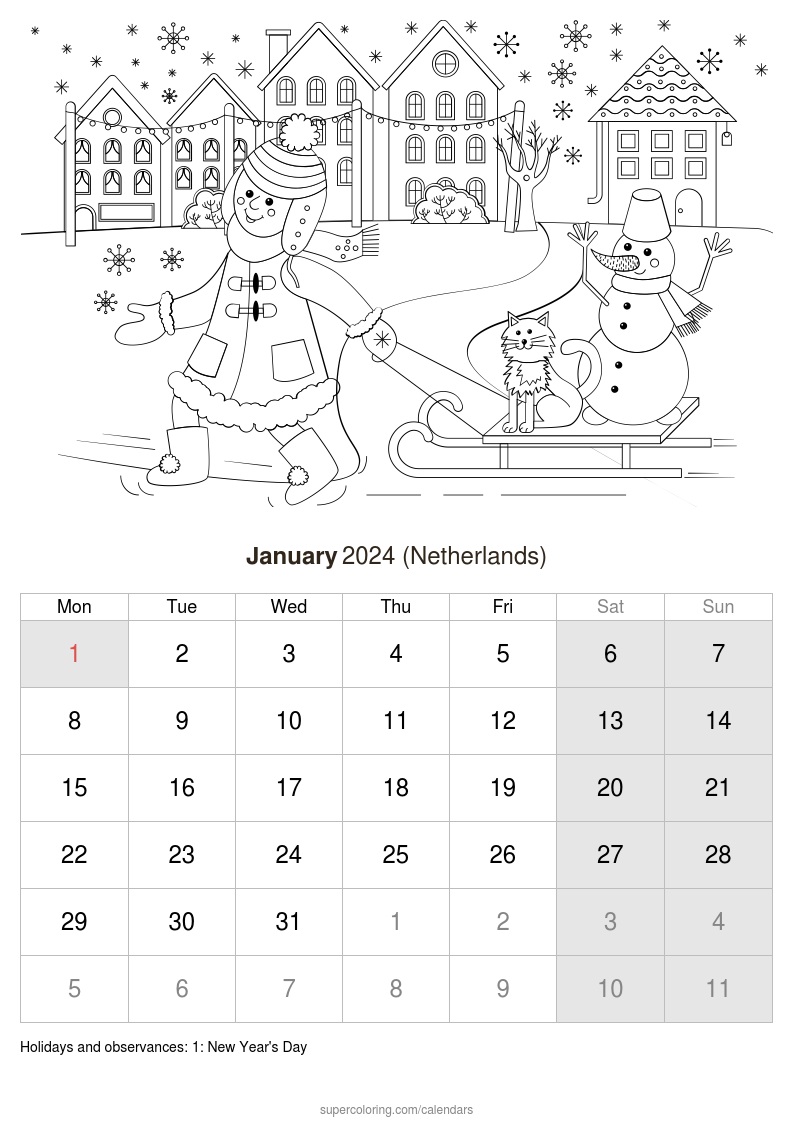 January calendar