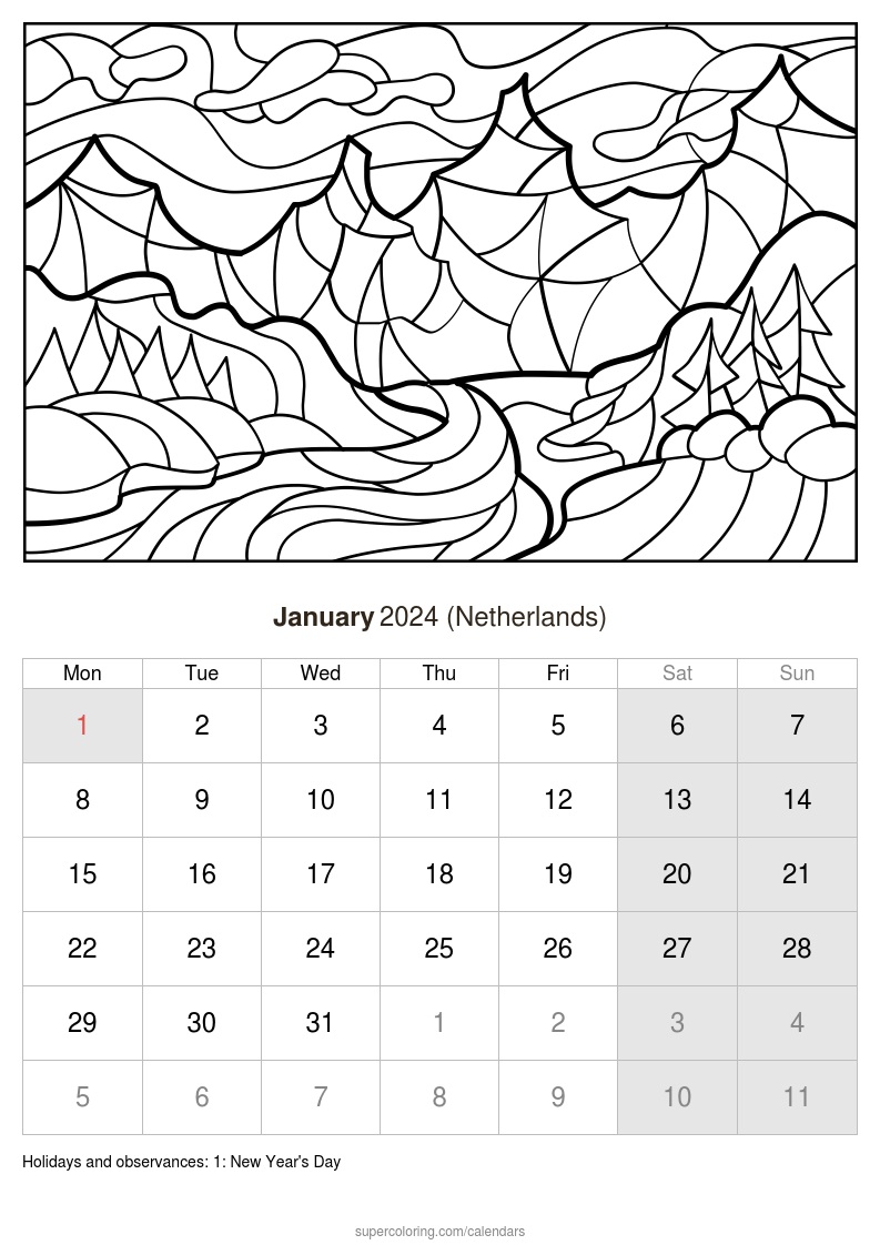 January calendar