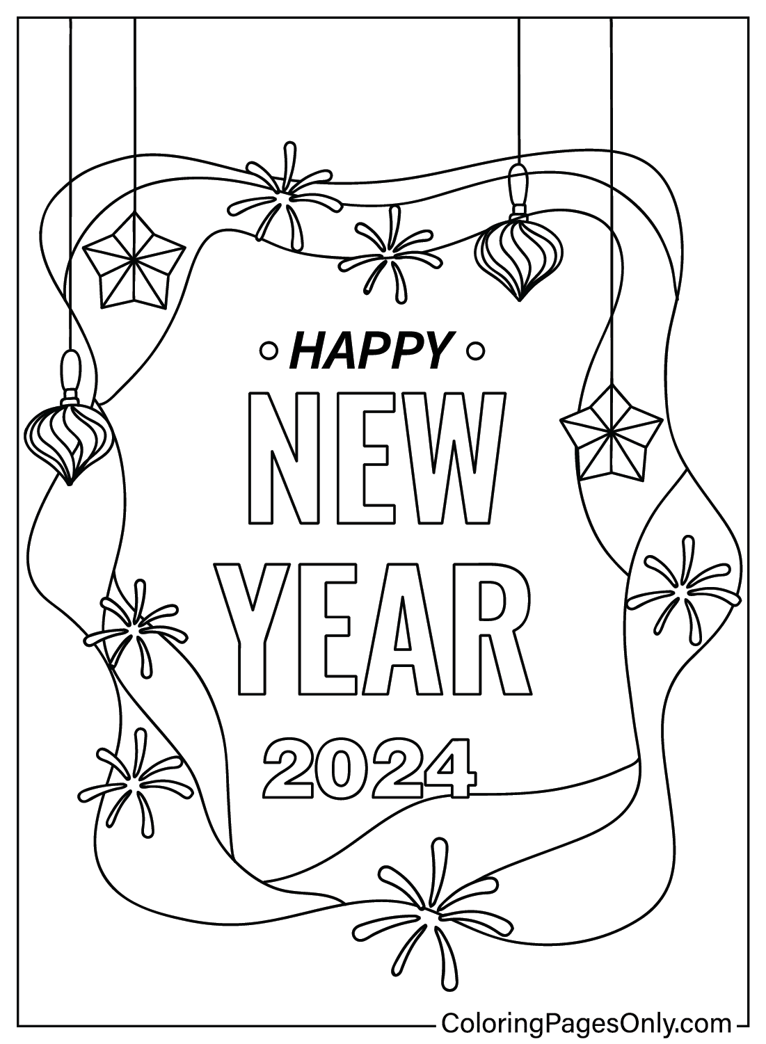 Happy new year coloring page free