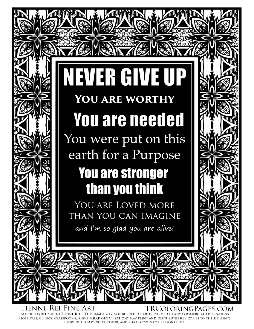 Never give up free coloring page tienne rei fine art