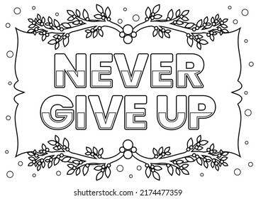 Motivational quote never give drawn vector stock vector royalty free