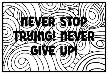 Never stop trying never give up flamingo classroom quotes coloring pages