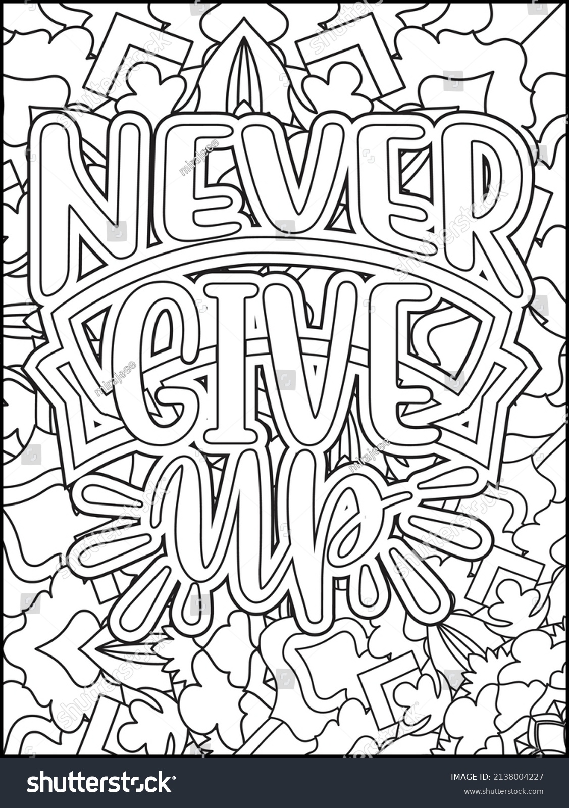 Motivational quotes coloring page inspirational quotes stock vector royalty free