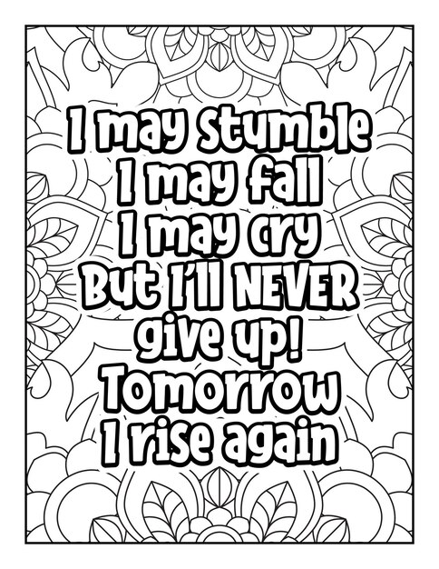 Premium vector motivational quotes coloring page inspirational quotes coloring page coloring page for adults