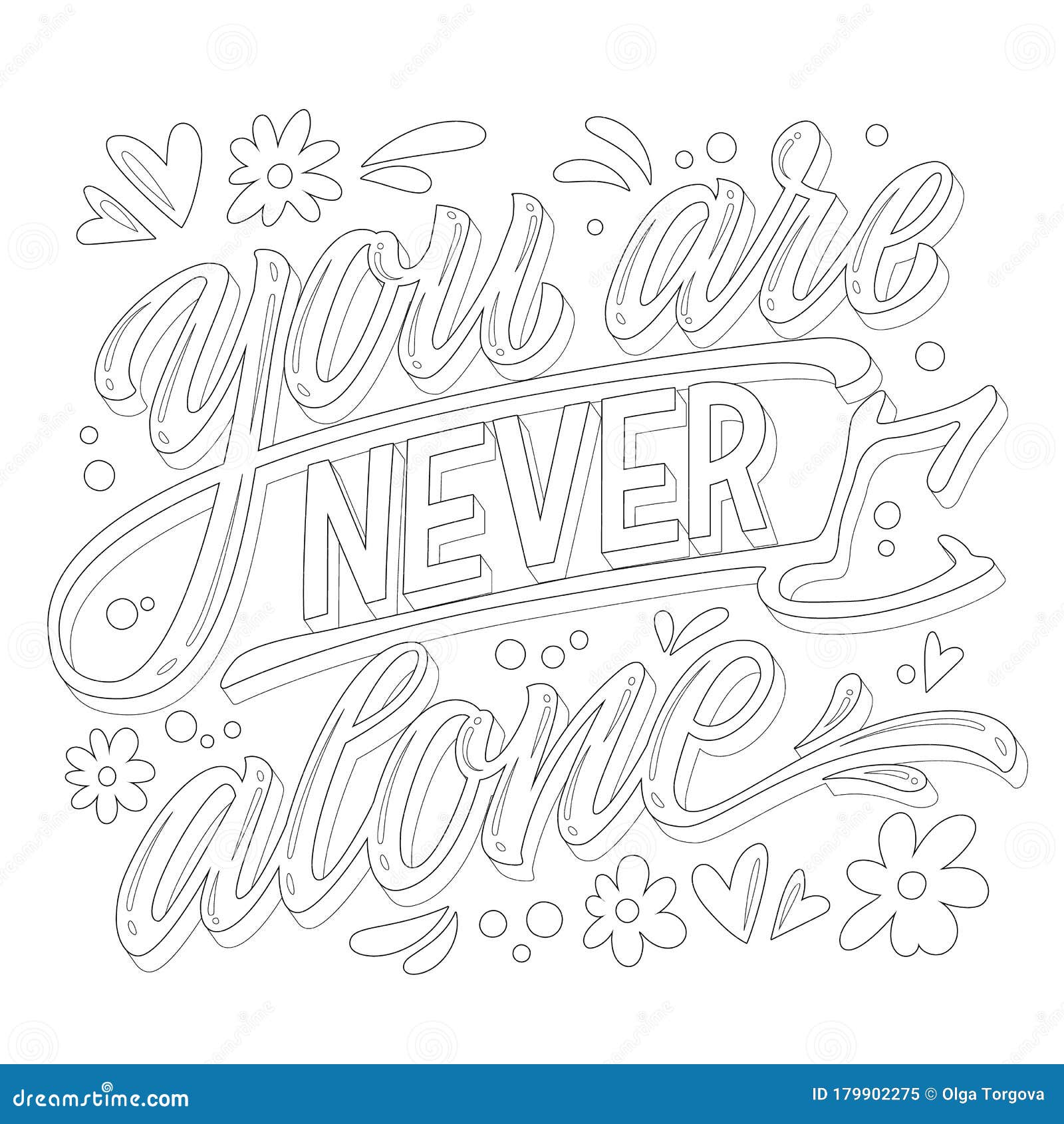 Mental health support lettering coloring page