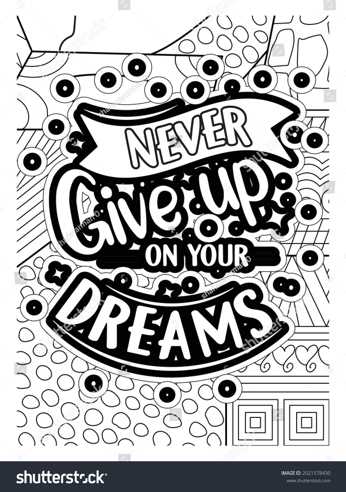 Never give on your dreams coloring stock vector royalty free