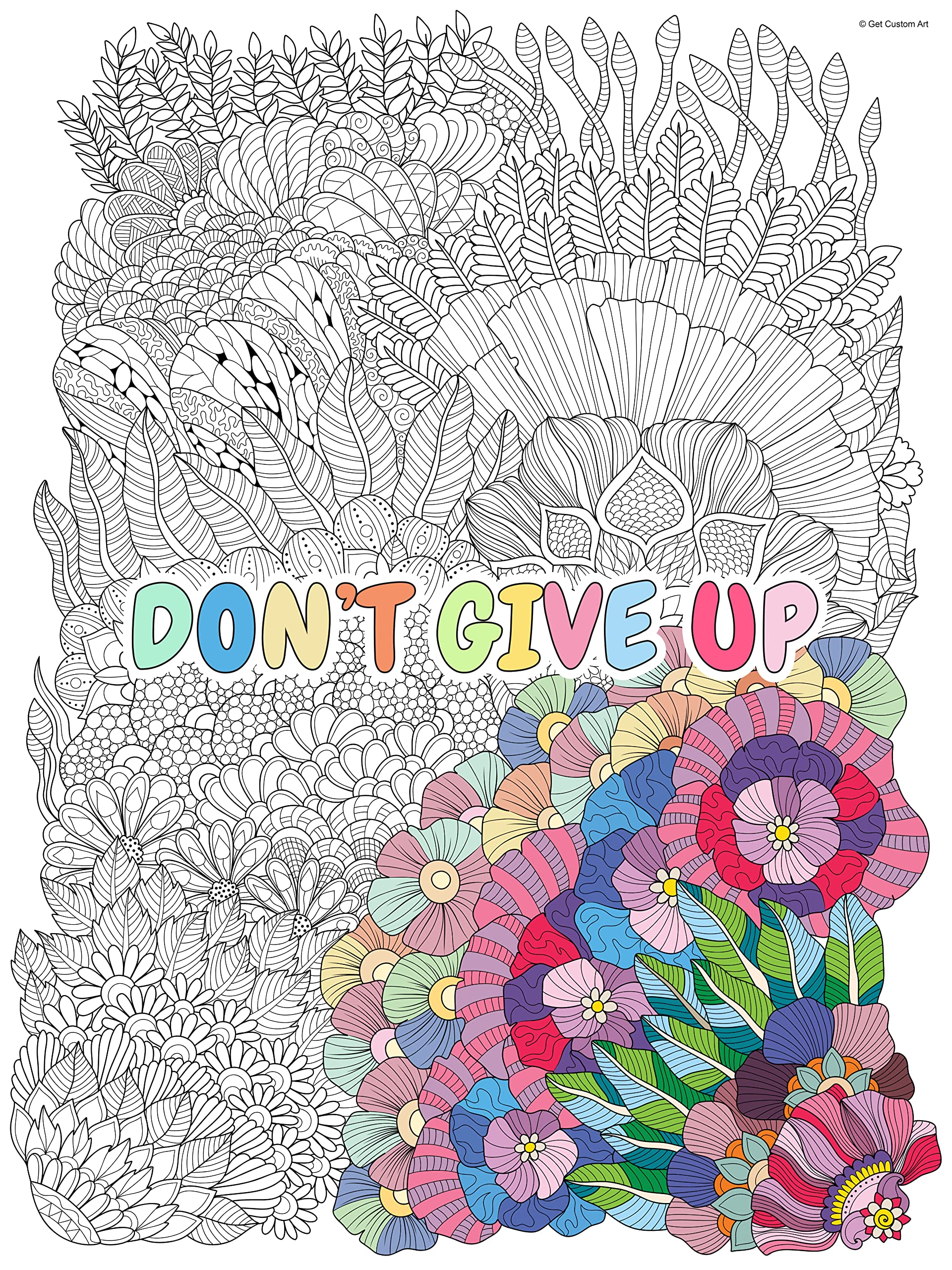 Giant coloring poster motivational quotes mandala style wall art for adults teens kids dont give up x posters prints