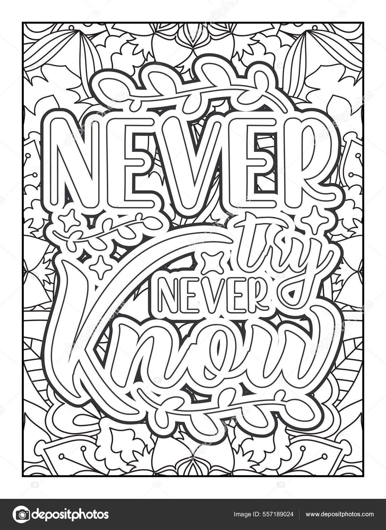 Motivational quotes coloring page inspirational quotes coloring page affirmative quotes stock vector by mirajeee